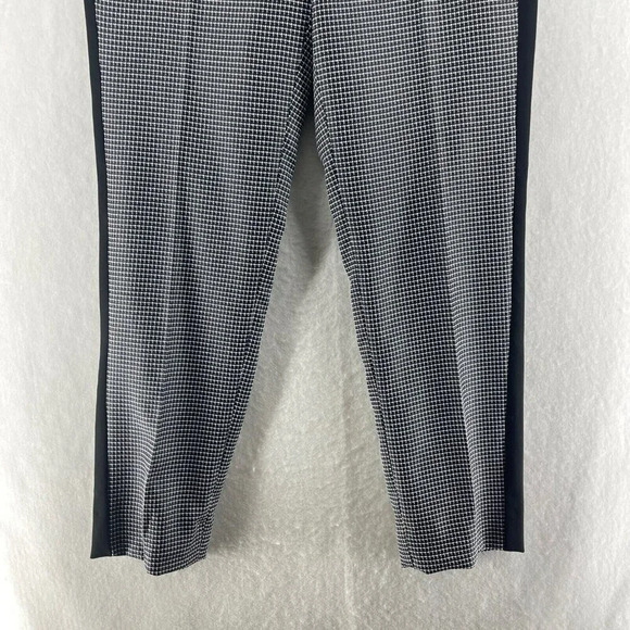 Ann Taylor Dress Pants Women's Sz 8 Black Windowpane Mid-Rise Tapered Pockets - Picture 7 of 10
